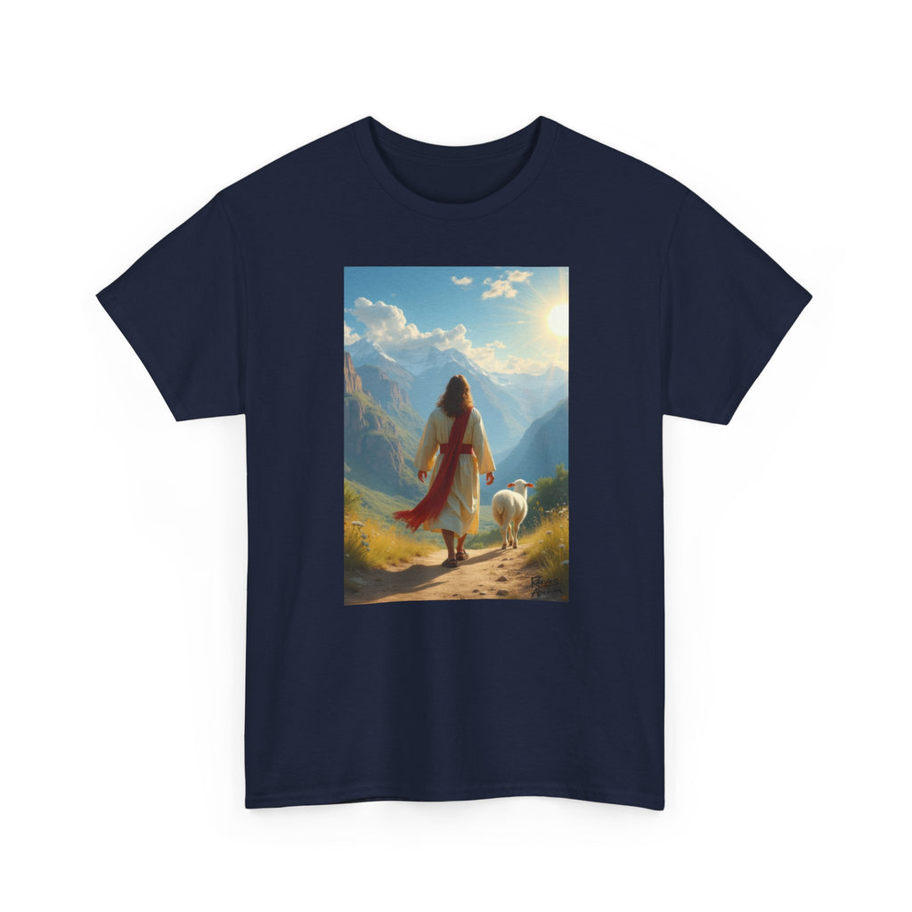 Jesus and the Lost Lamb - T-Shirt | Religious Inspirational Tee, Jesus Faith Artwork