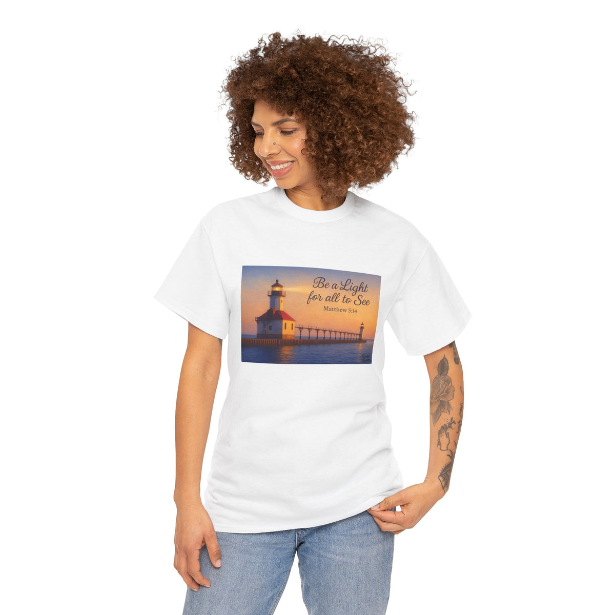 Be a Light - Matthew 5:14 | T-Shirt | Religious Inspirational Tee | Christian Art | Scripture Shirt