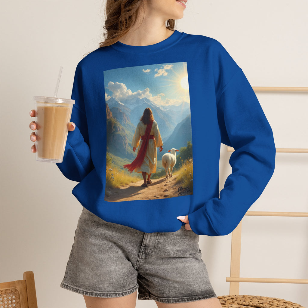 Jesus and the Lost Lamb | Crewneck Sweatshirt | Christian Art | Faith-Inspired