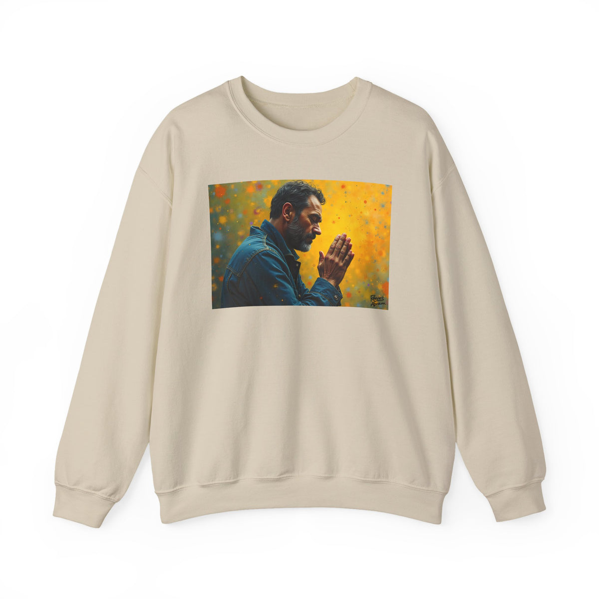 Man in Prayer | Crewneck Sweatshirt | Christian Art | Faith-Inspired