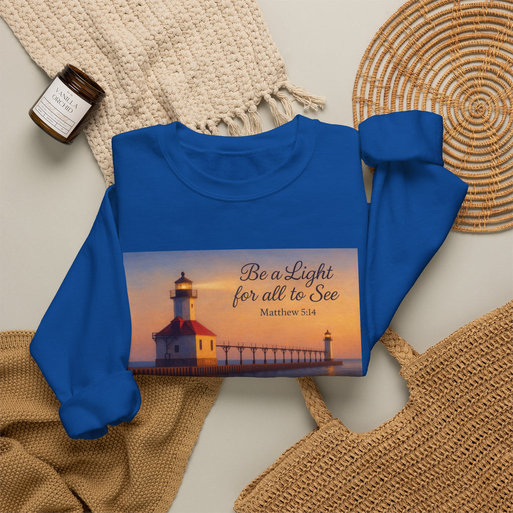 Be a Light - Matthew 5:14 | Crewneck Sweatshirt | Christian Art | Inspirational Scripture