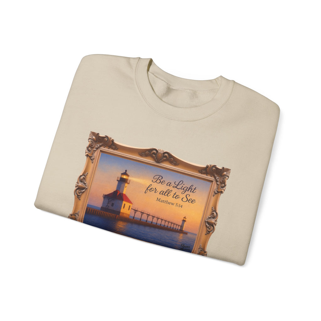Be a Light - Matthew 5:14 - Framed | Crewneck Sweatshirt | Christian Art | Inspirational Scripture