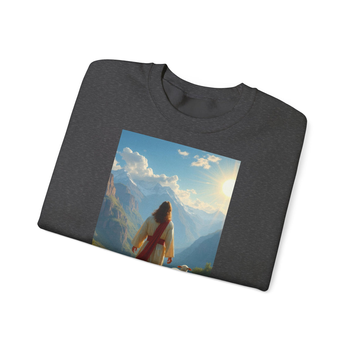 Jesus and the Lost Lamb | Crewneck Sweatshirt | Christian Art | Faith-Inspired