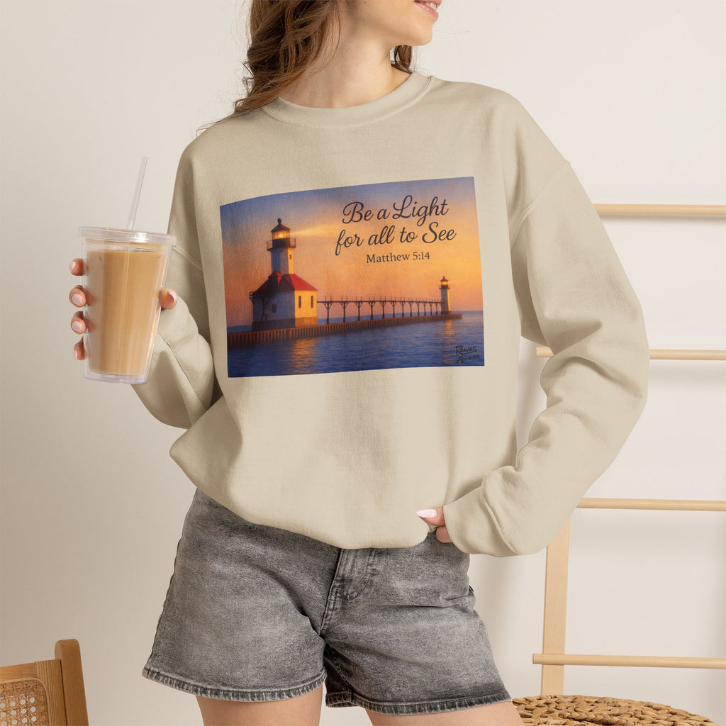 Be a Light - Matthew 5:14 | Crewneck Sweatshirt | Christian Art | Inspirational Scripture