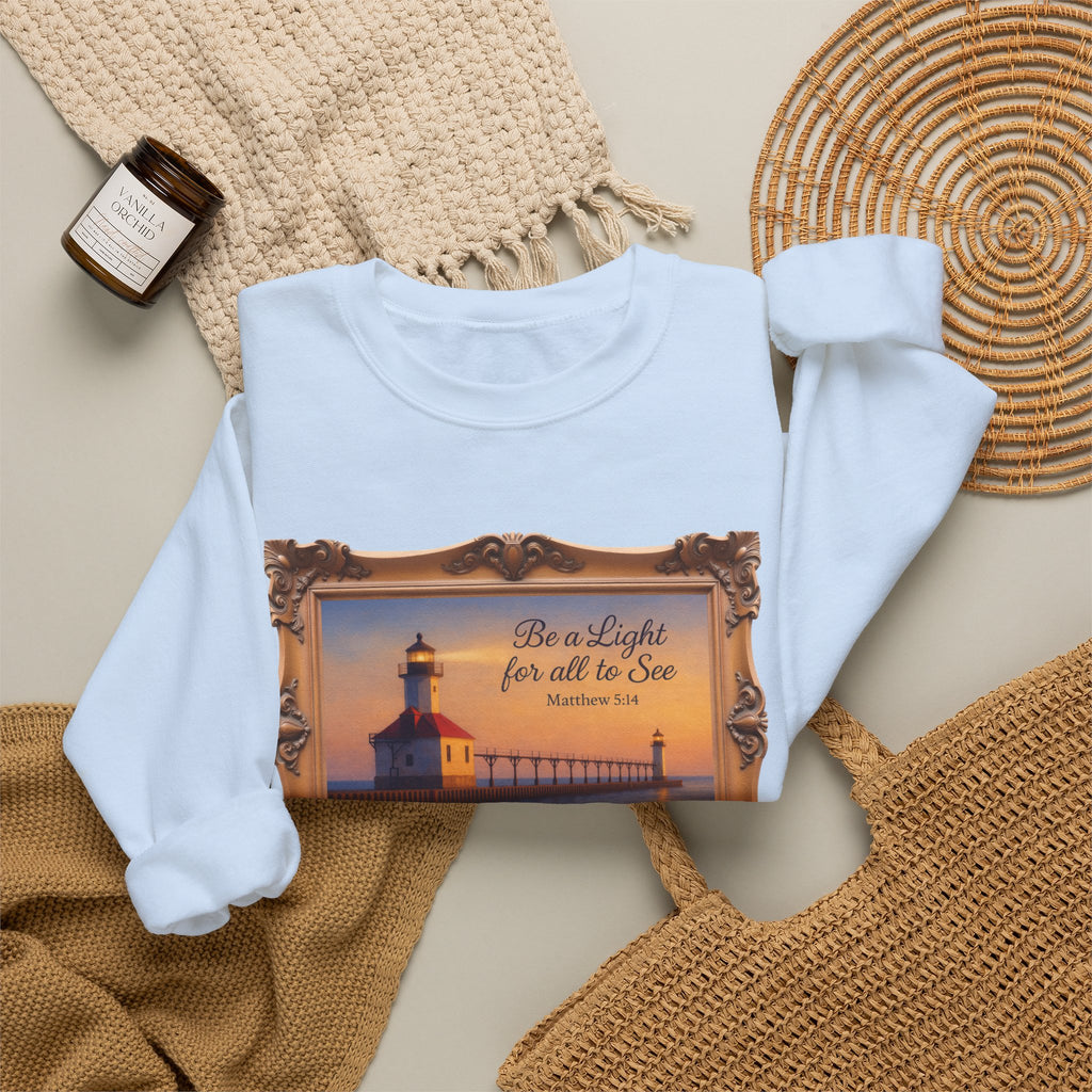 Be a Light - Matthew 5:14 - Framed | Crewneck Sweatshirt | Christian Art | Inspirational Scripture