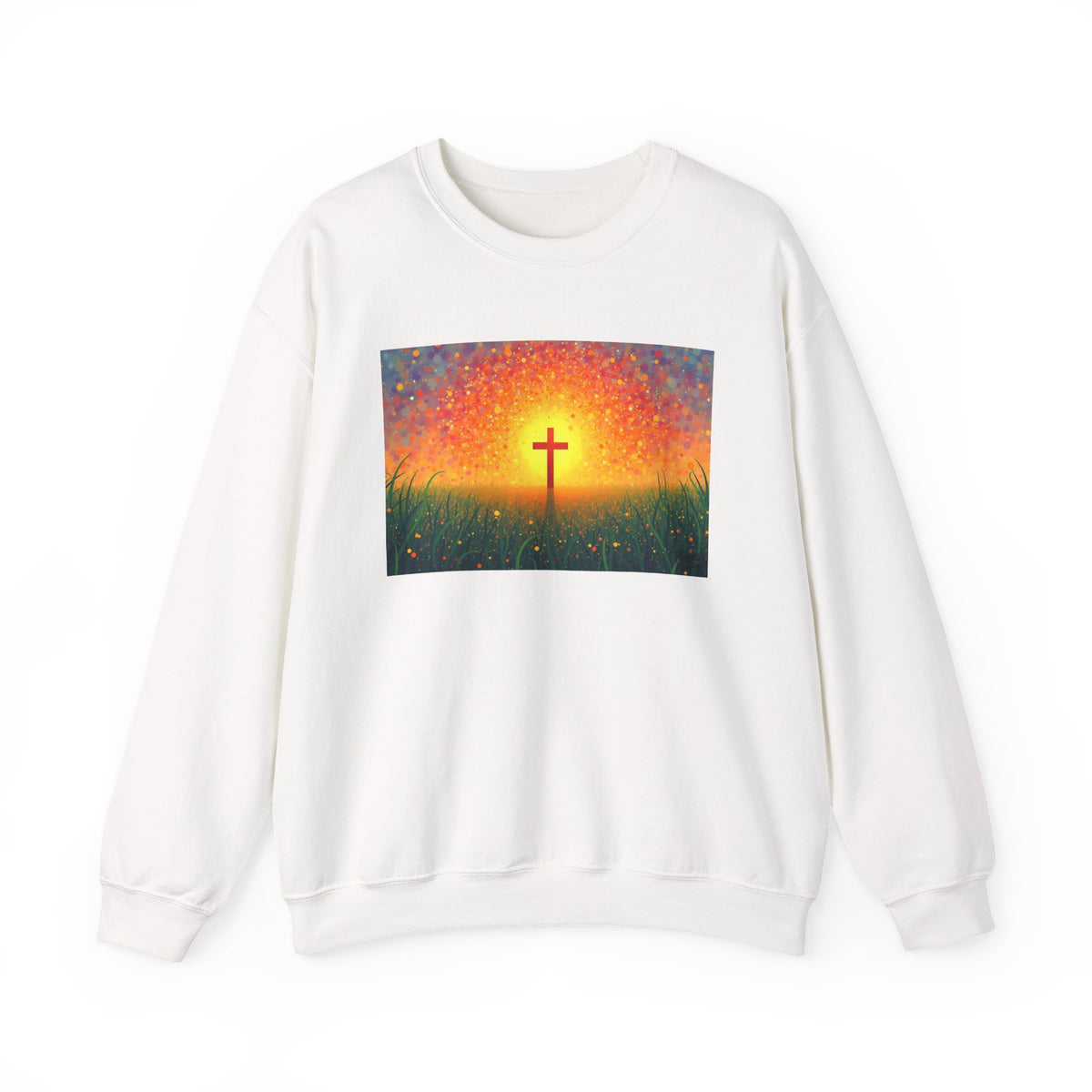 Glowing Cross in the Field - Crewneck Sweatshirt | Cross of Christ