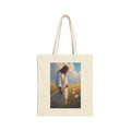 Jesus Among Wildflowers - Canvas Tote Bag - Christ Walking Prayerfully