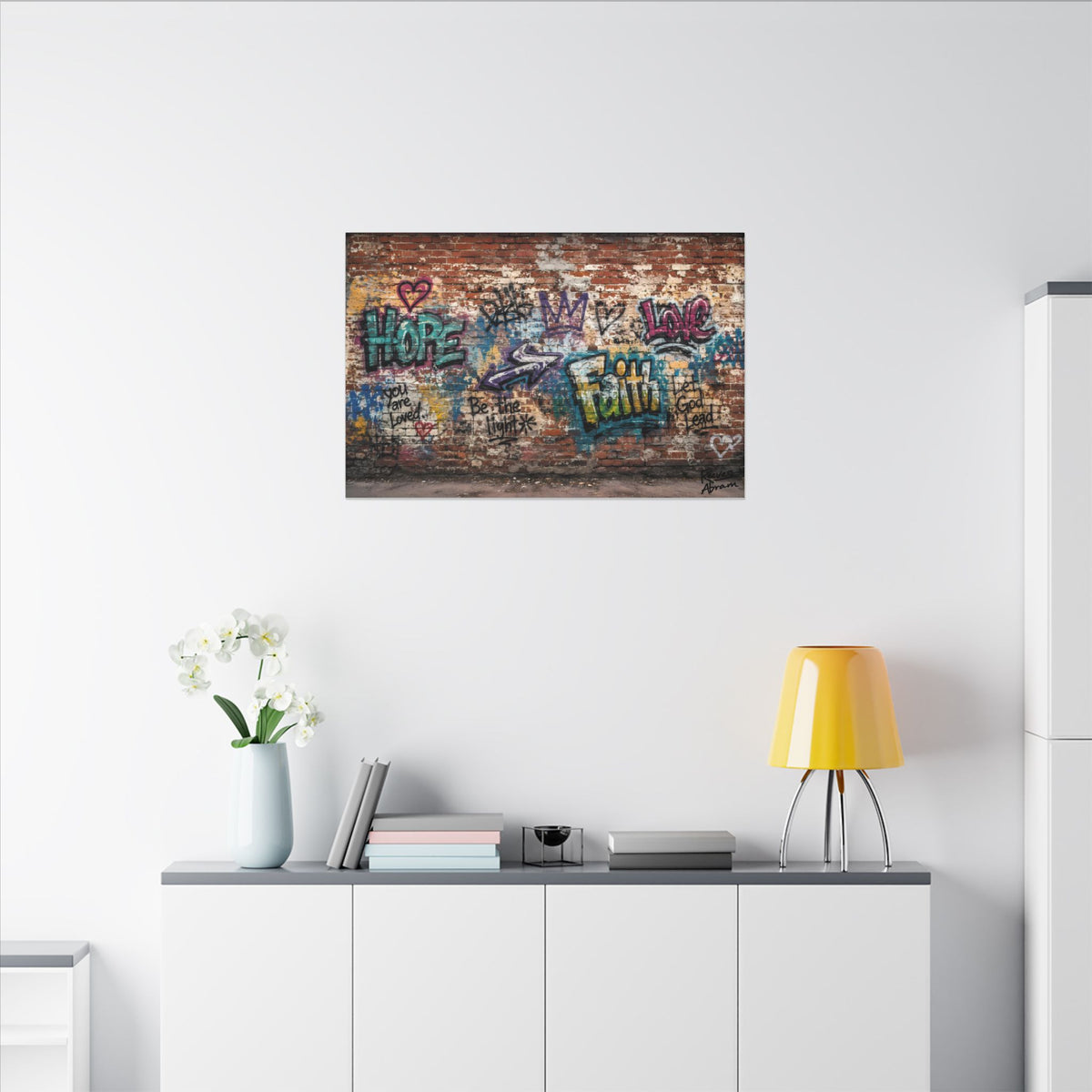 Walls of Faith | 36" x 24" Canvas (Horizontal) | Christian Pop Art | Faith Wall Decor - Hope + Faith + Love