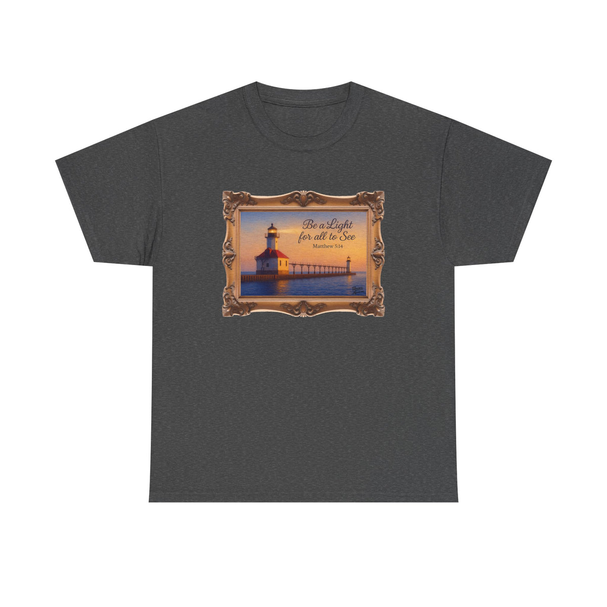 Be a Light - Matthew 5:14 - Framed | T-Shirt | Religious Inspirational Tee | Christian Art | Scripture Shirt
