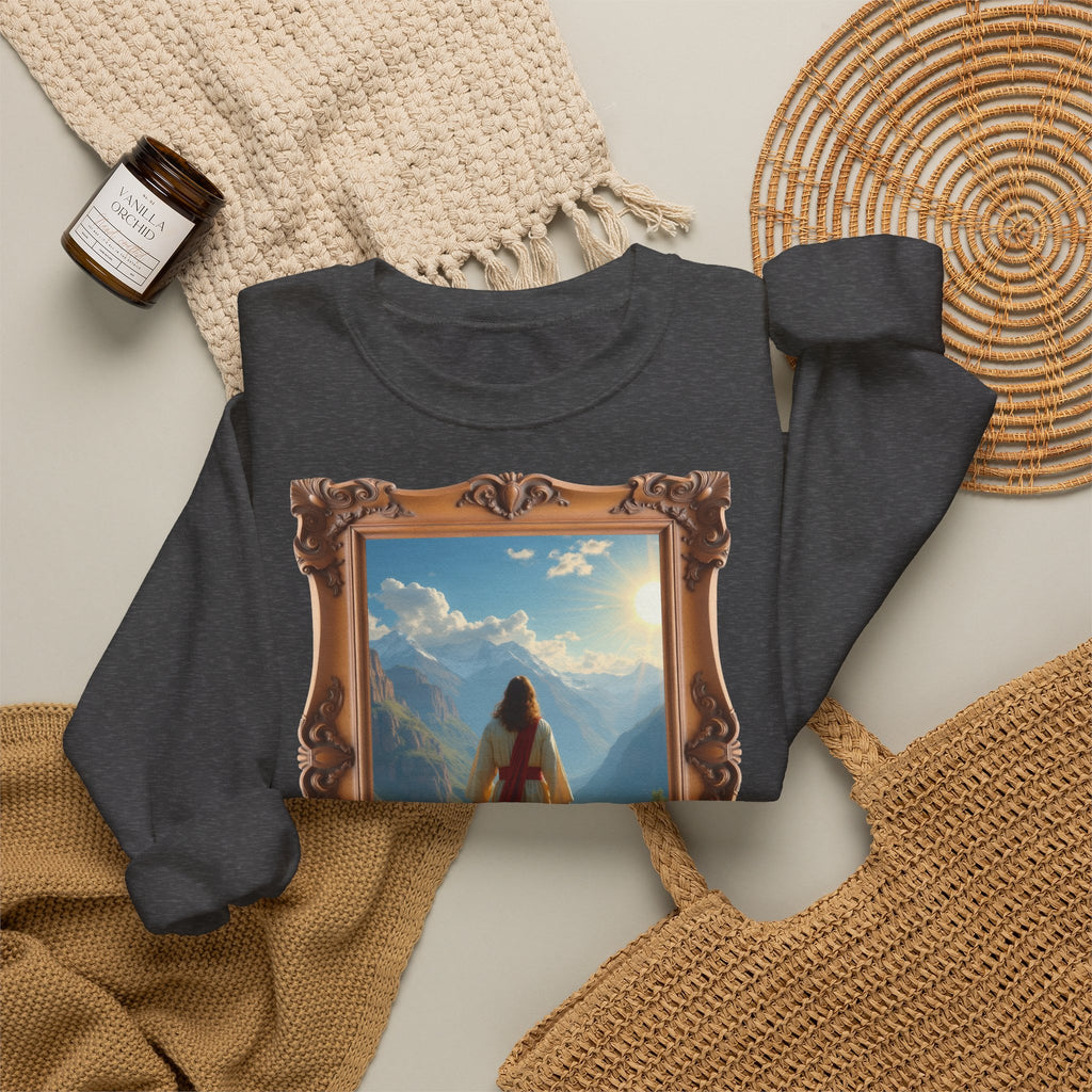 Jesus and the Lost Lamb - Framed | Crewneck Sweatshirt | Christian Art | Faith-Inspired