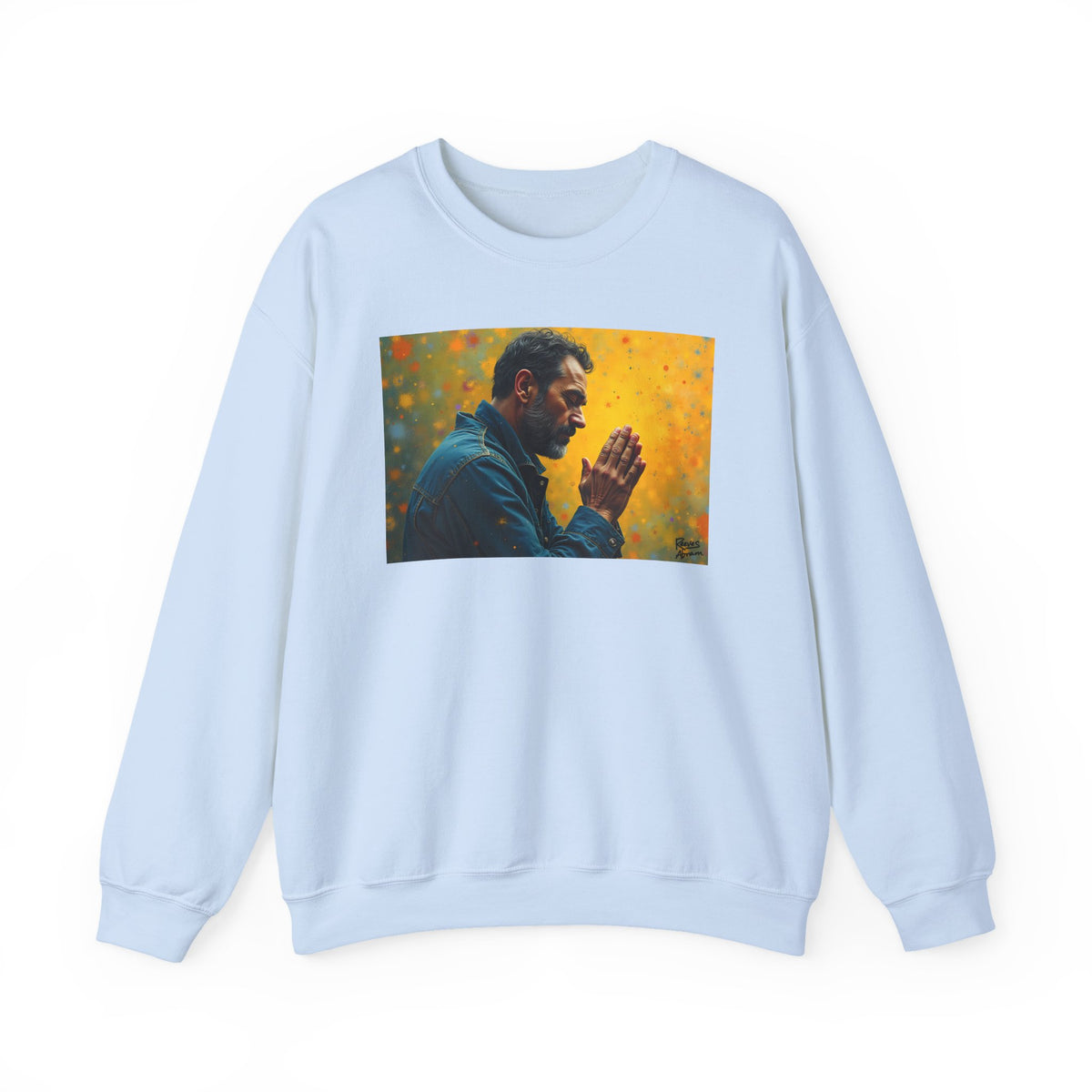 Man in Prayer | Crewneck Sweatshirt | Christian Art | Faith-Inspired