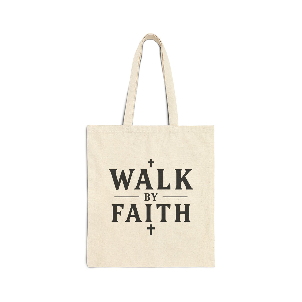 Walk by Faith Crosses Design - Canvas Tote Bag - 2 Corinthians 5:7