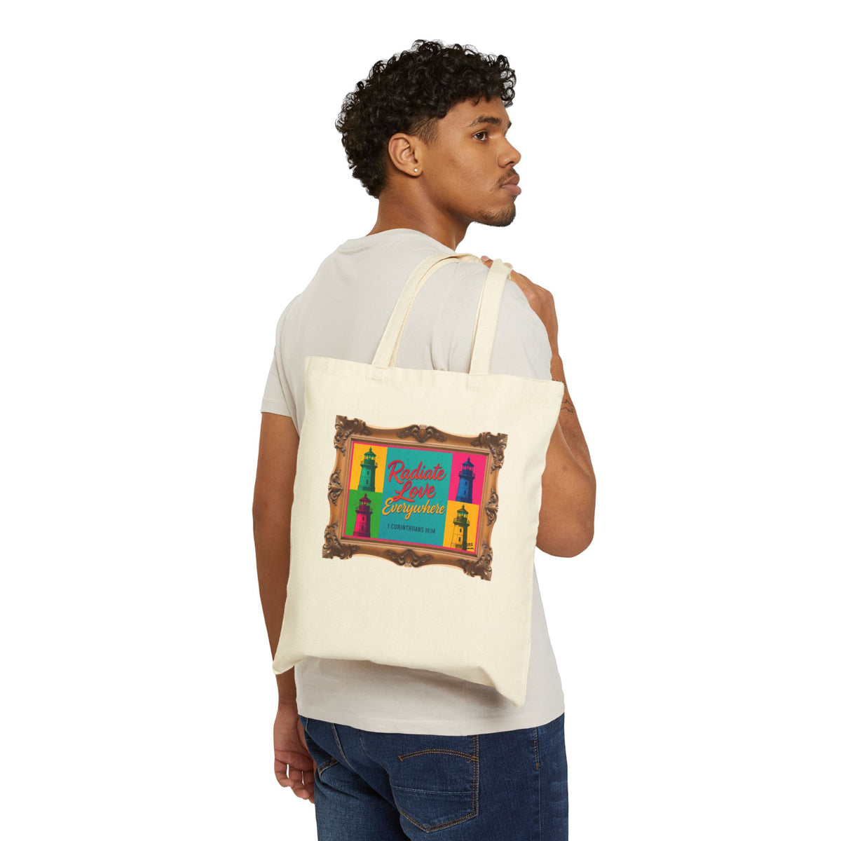 Radiate Love Everywhere - Framed - Canvas Tote Bag - 1 Corinthians 16:14