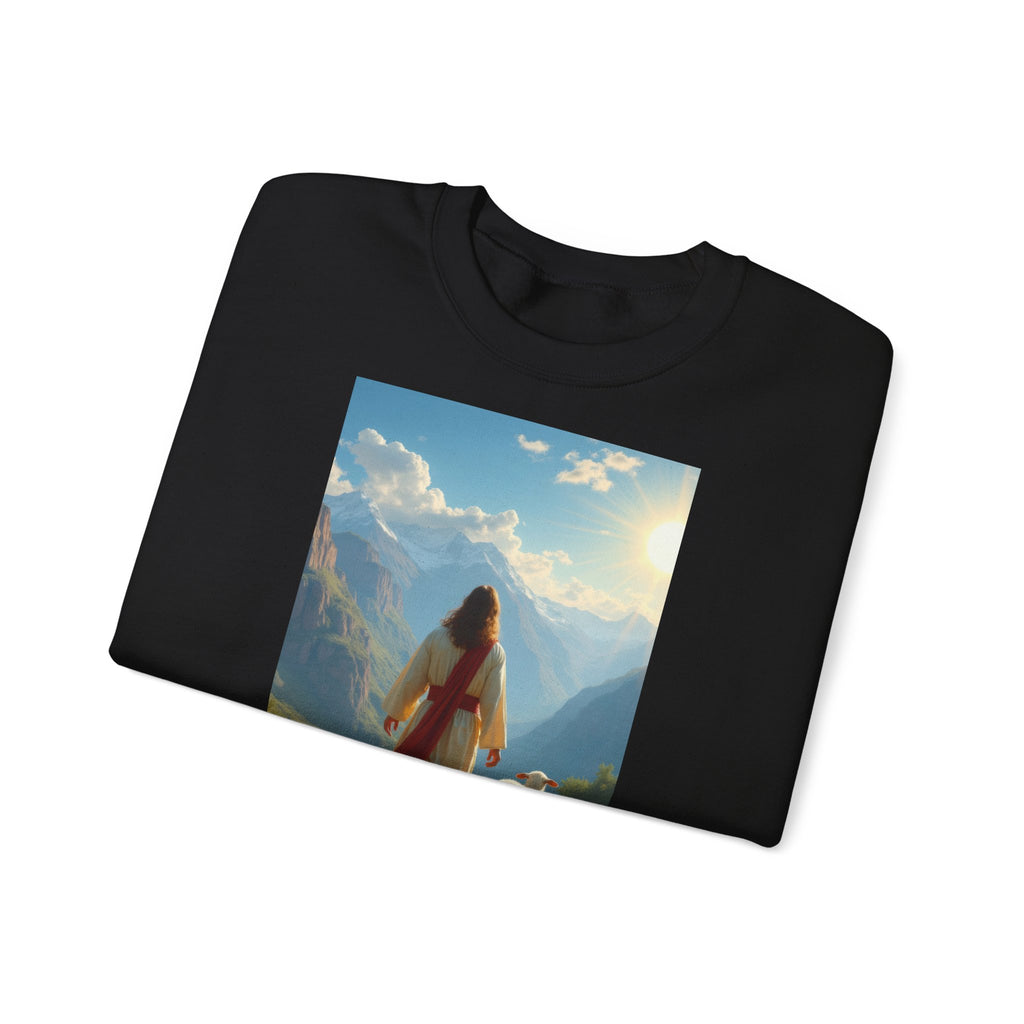 Jesus and the Lost Lamb | Crewneck Sweatshirt | Christian Art | Faith-Inspired