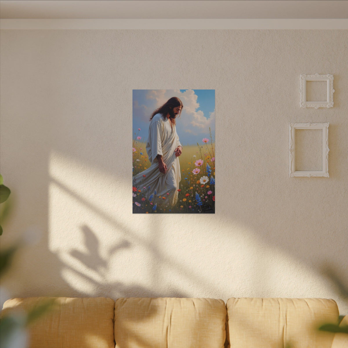 Jesus Among Wildflowers | 24" x 36" Canvas (Vertical) | Christian Wall Art | Home Decor