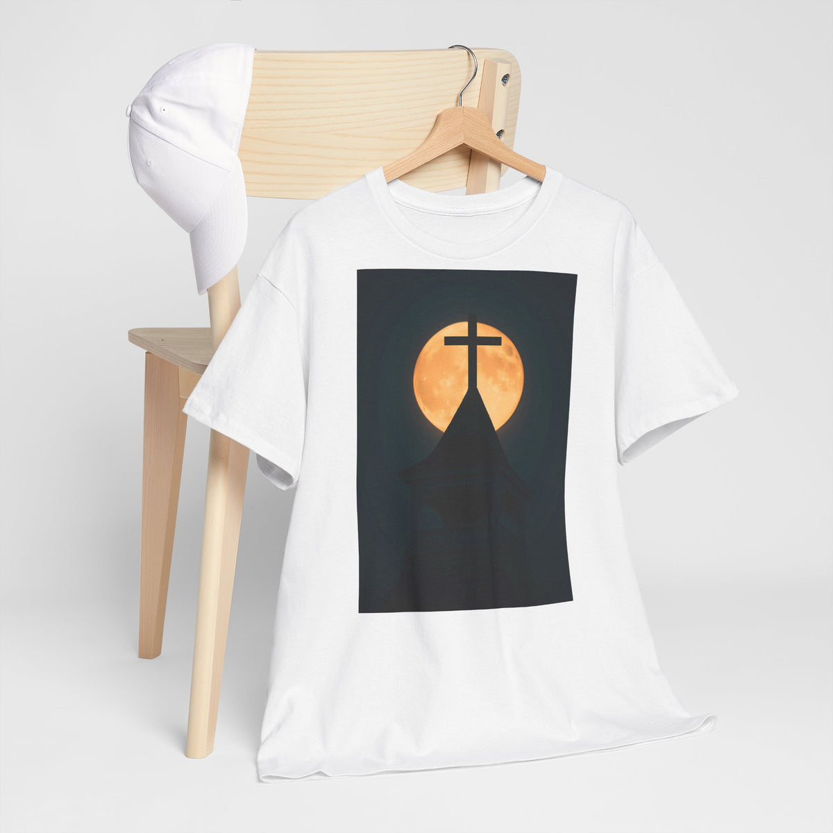 Church Steeple Moon - T-Shirt | Religious Inspirational Tee | Beauty of the Night Sky