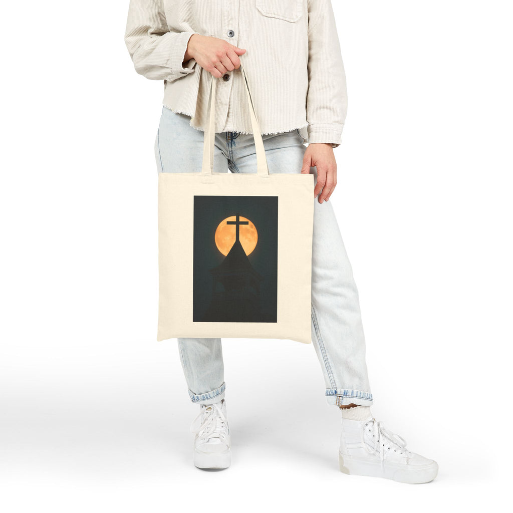 Church Steeple Moon - Canvas Tote Bag - Beauty of the Night Sky