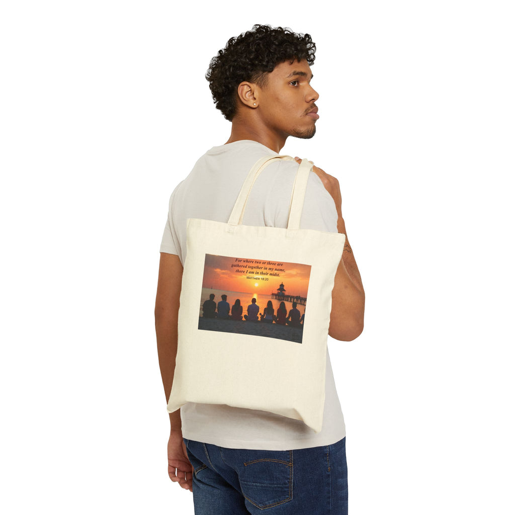 Where Two or Three Gather - Canvas Tote Bag - Matthew 18:20