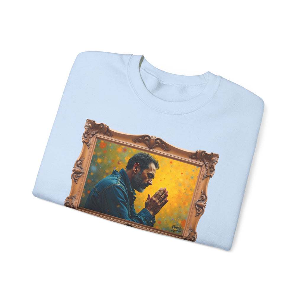 Man in Prayer - Framed | Crewneck Sweatshirt | Christian Art | Faith-Inspired