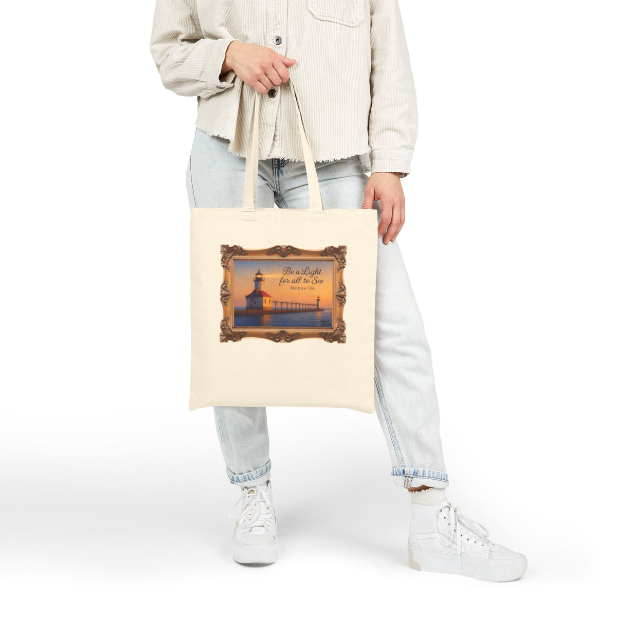 Be a Light - Matthew 5:14 - Framed - Canvas Tote Bag