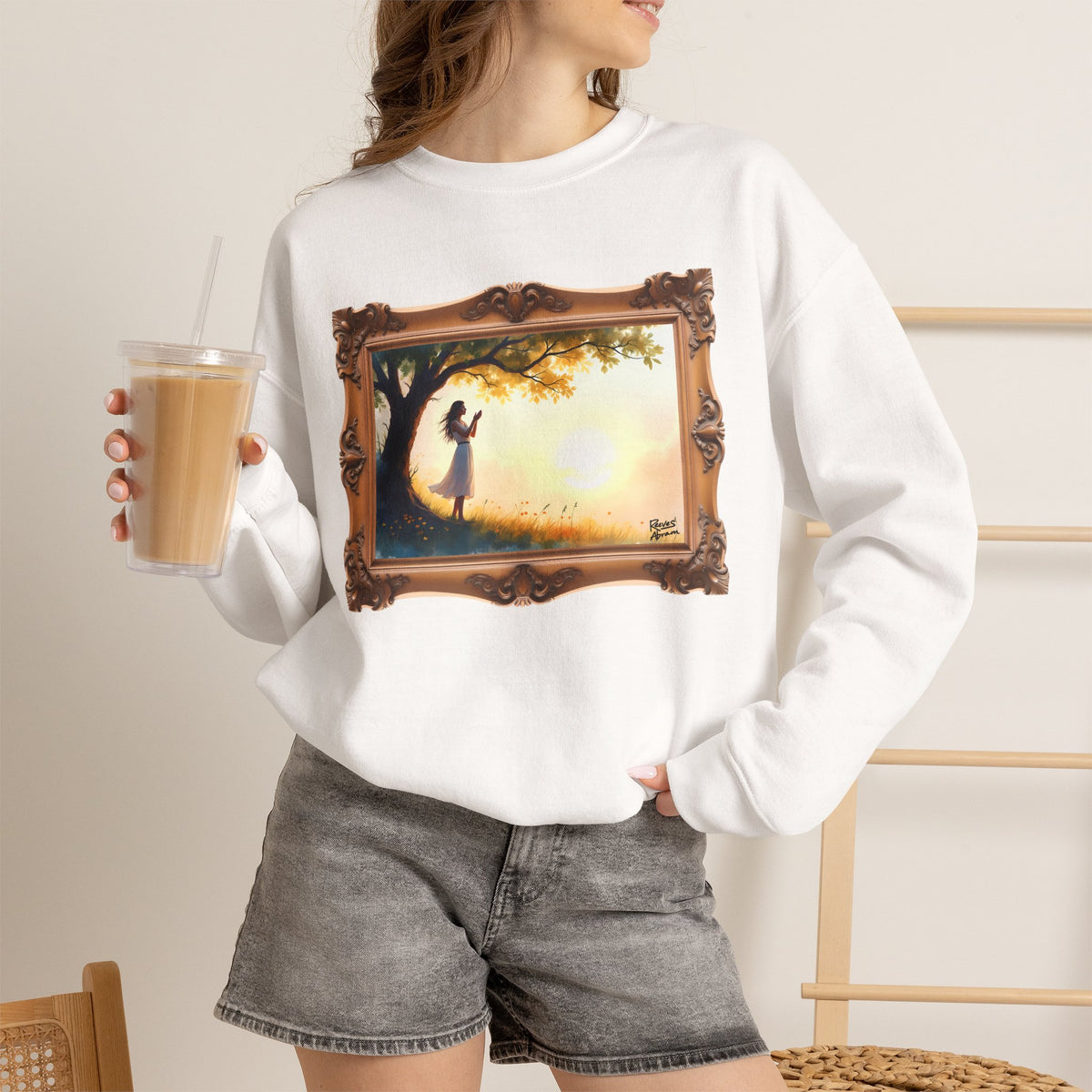 Woman's Sunrise Prayer in Nature - Framed - Crewneck Sweatshirt | Prayer Shirt