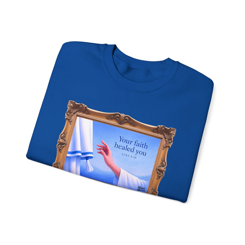 Your Faith Healed You (Luke 8:48) - Framed - Crewneck Sweatshirt | Bible Art