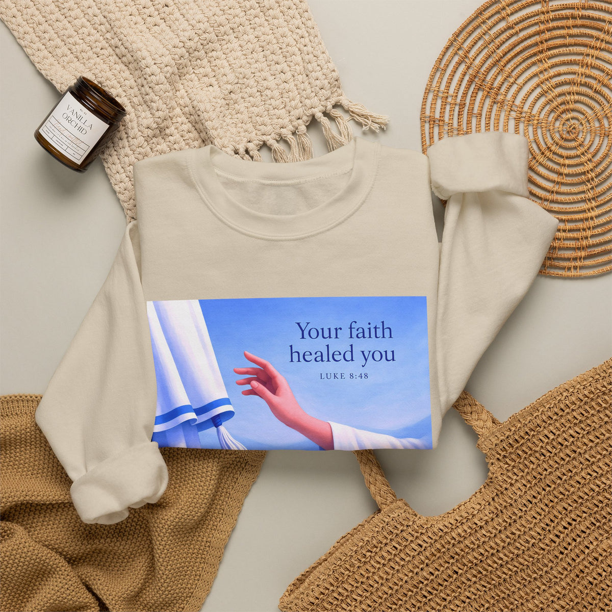 Your Faith Healed You (Luke 8:48) - Crewneck Sweatshirt | Bible Art