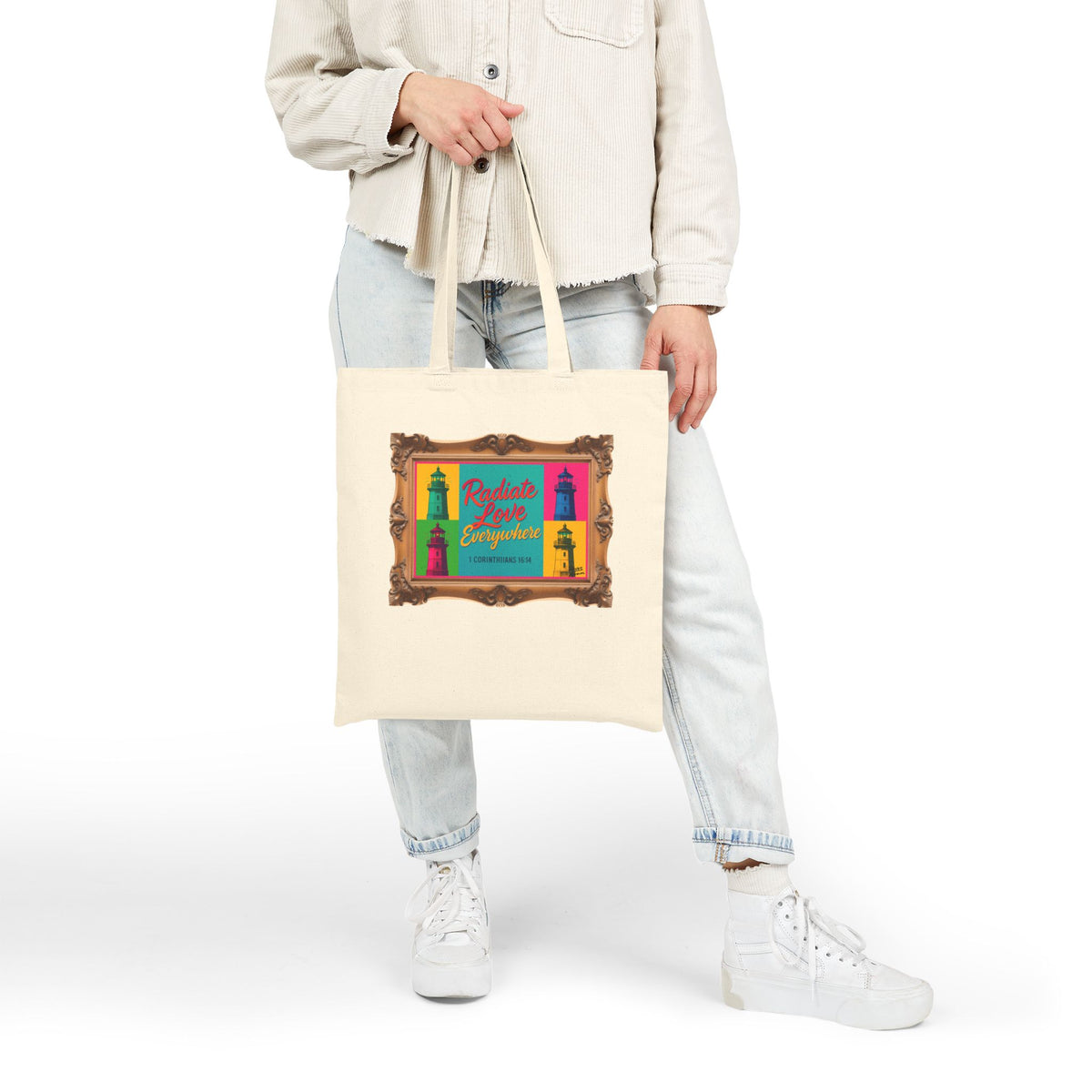 Radiate Love Everywhere - Framed - Canvas Tote Bag - 1 Corinthians 16:14