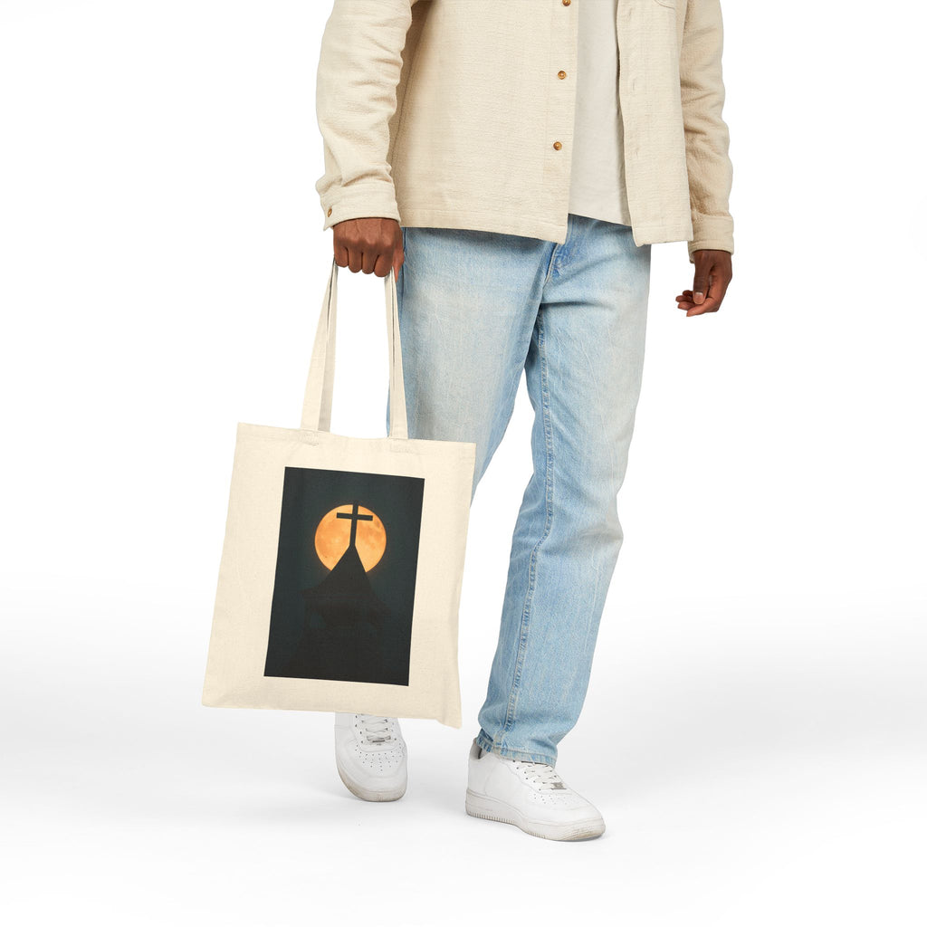 Church Steeple Moon - Canvas Tote Bag - Beauty of the Night Sky