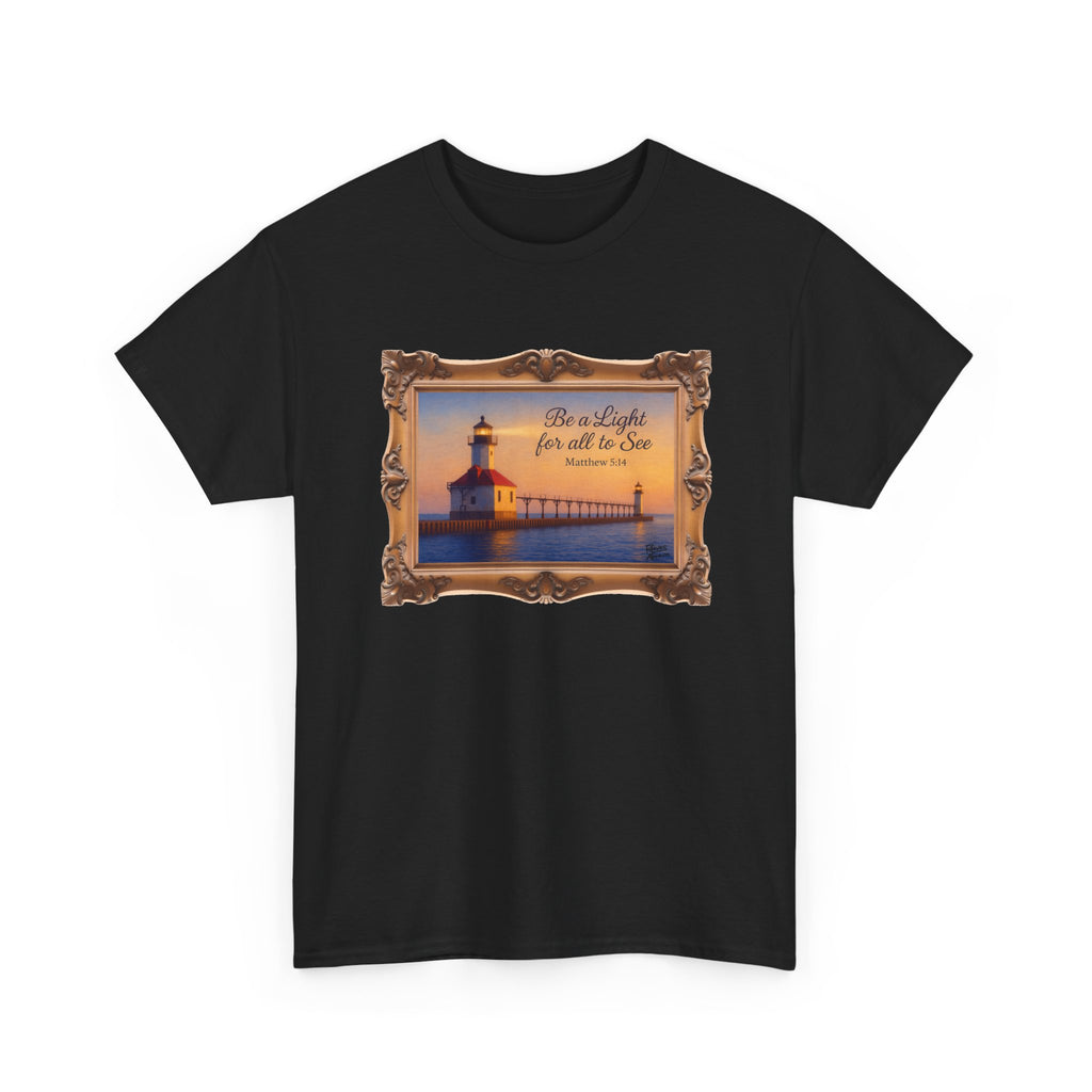 Be a Light - Matthew 5:14 - Framed | T-Shirt | Religious Inspirational Tee | Christian Art | Scripture Shirt