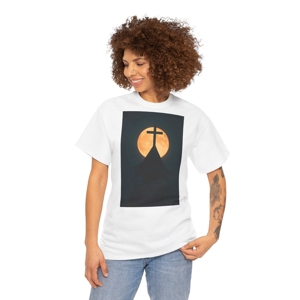 Church Steeple Moon - T-Shirt | Religious Inspirational Tee | Beauty of the Night Sky