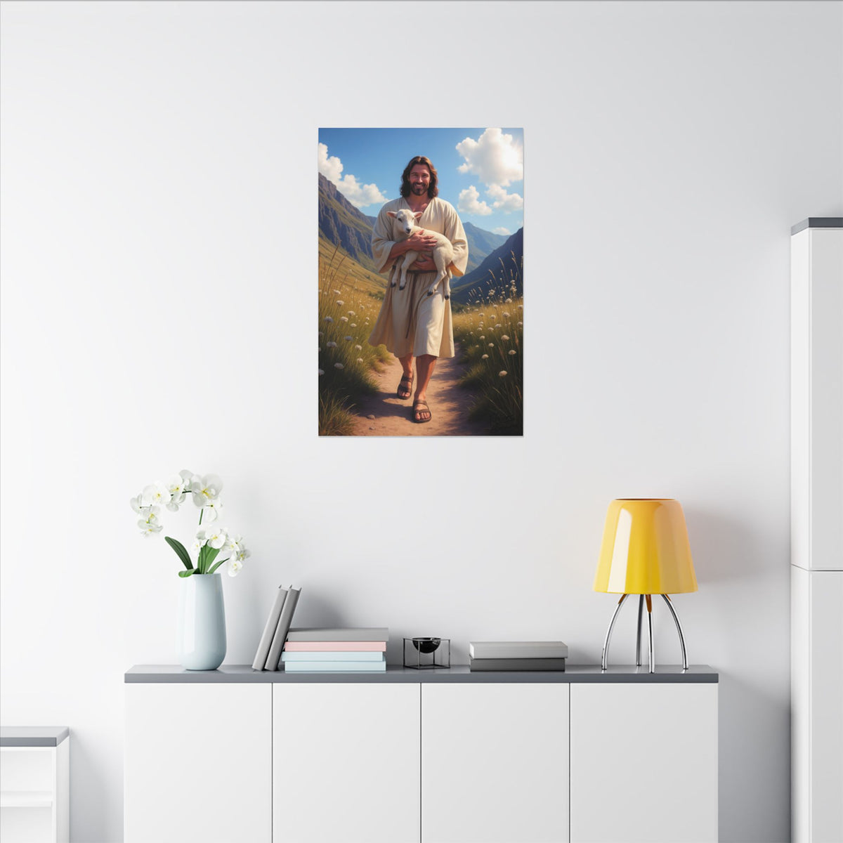 Jesus Carrying the Little Lamb | 24" x 36" Canvas (Vertical) | Christian Wall Art | Faith Home Decor | The Good Shepherd