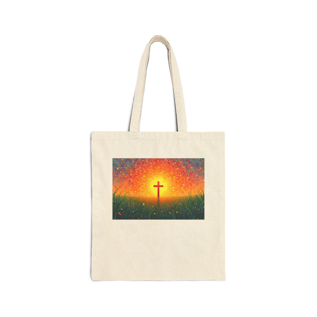 Glowing Cross in the Field - Canvas Tote Bag - Cross of Christ