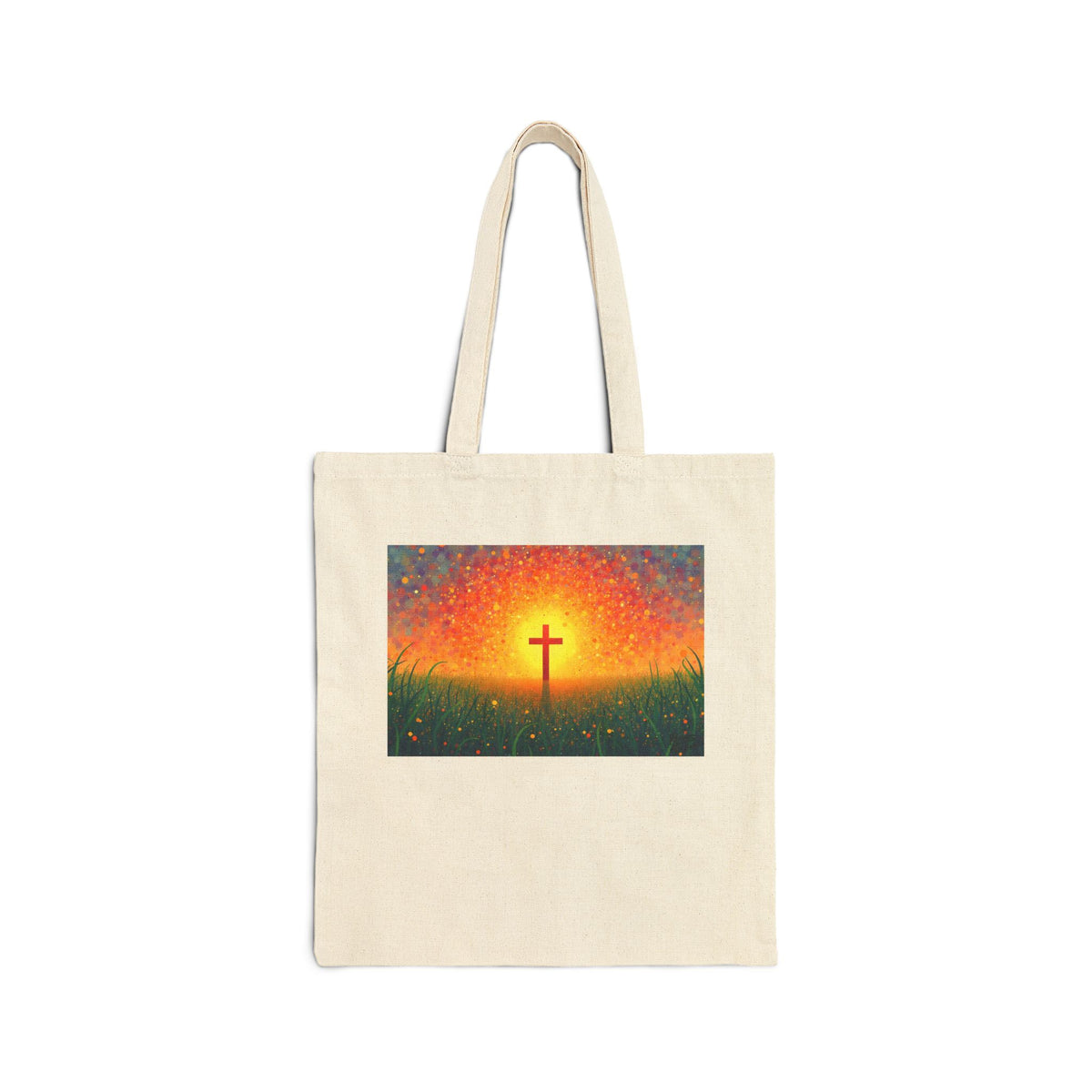 Glowing Cross in the Field - Canvas Tote Bag - Cross of Christ