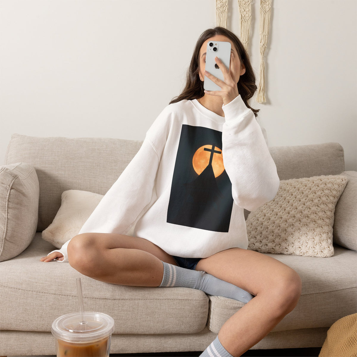 Church Steeple Moon - Crewneck Sweatshirt | Beauty of the Night Sky