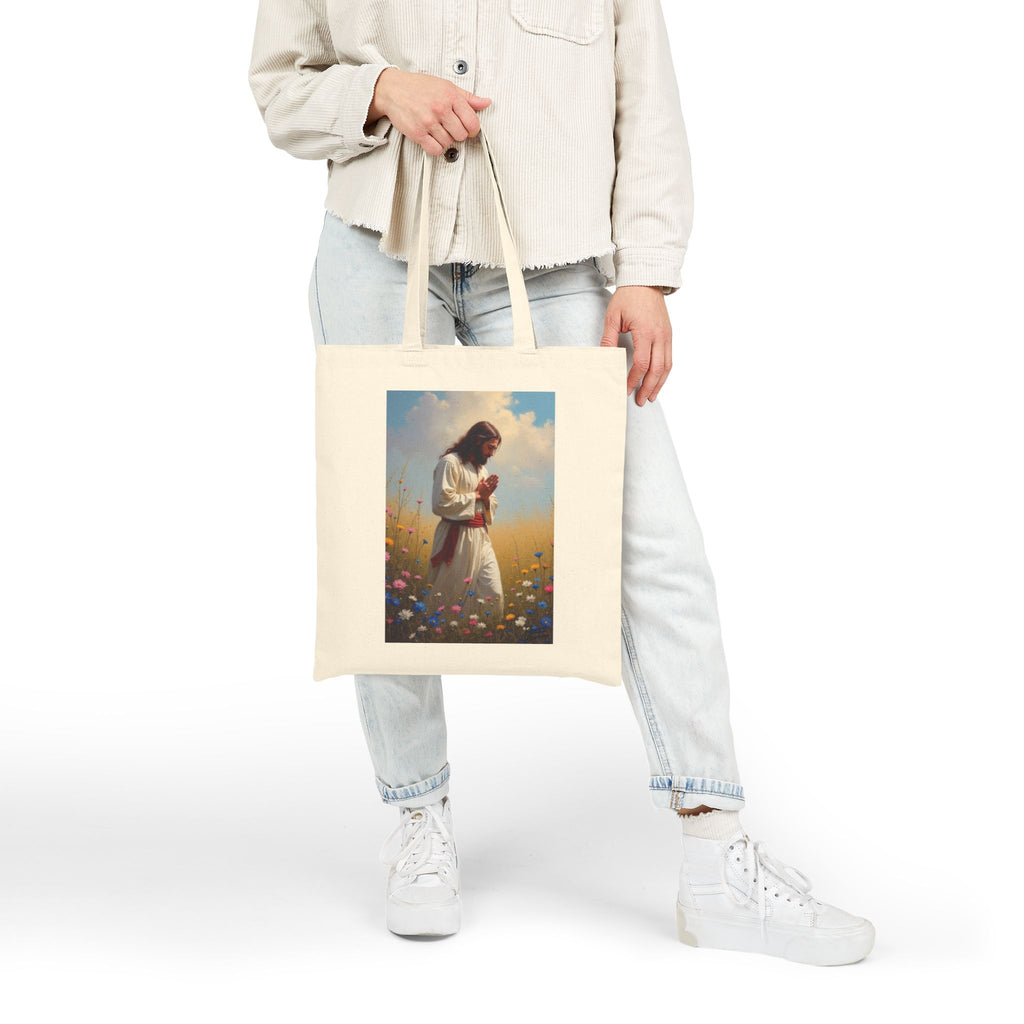 Jesus Praying in Meadow - Canvas Tote Bag