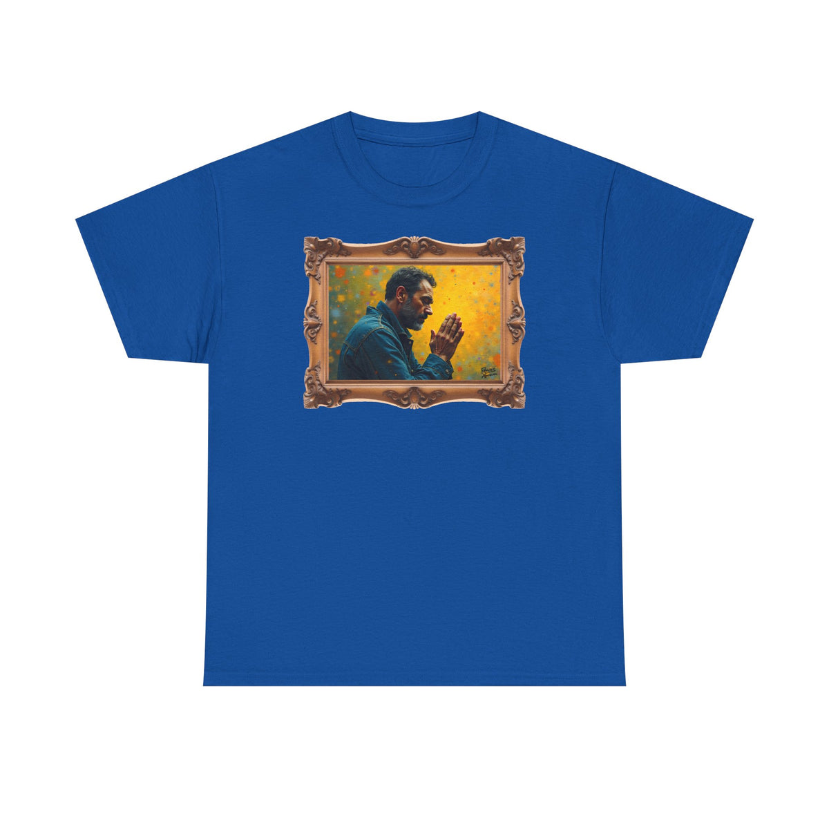 Man in Prayer - Framed - T-Shirt | Religious Inspirational Tee, Prayer Artwork