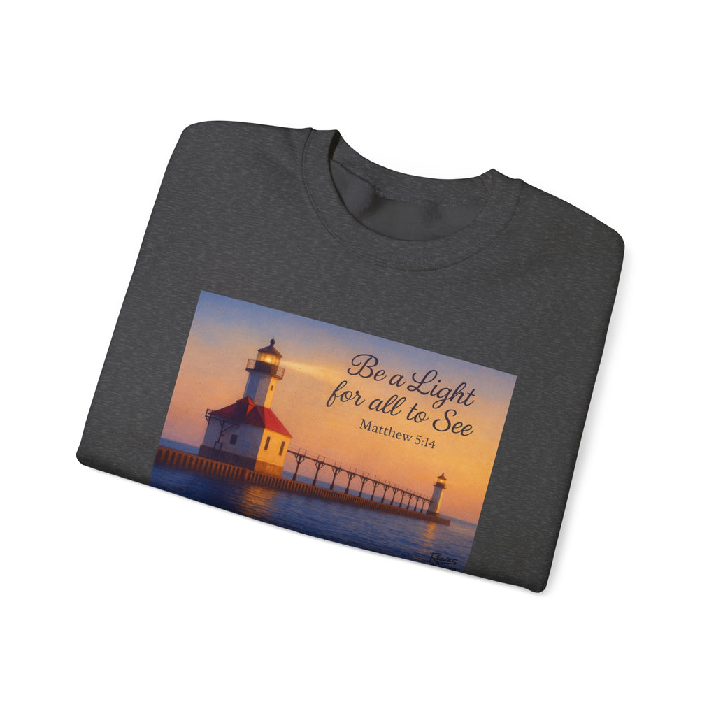Be a Light - Matthew 5:14 | Crewneck Sweatshirt | Christian Art | Inspirational Scripture